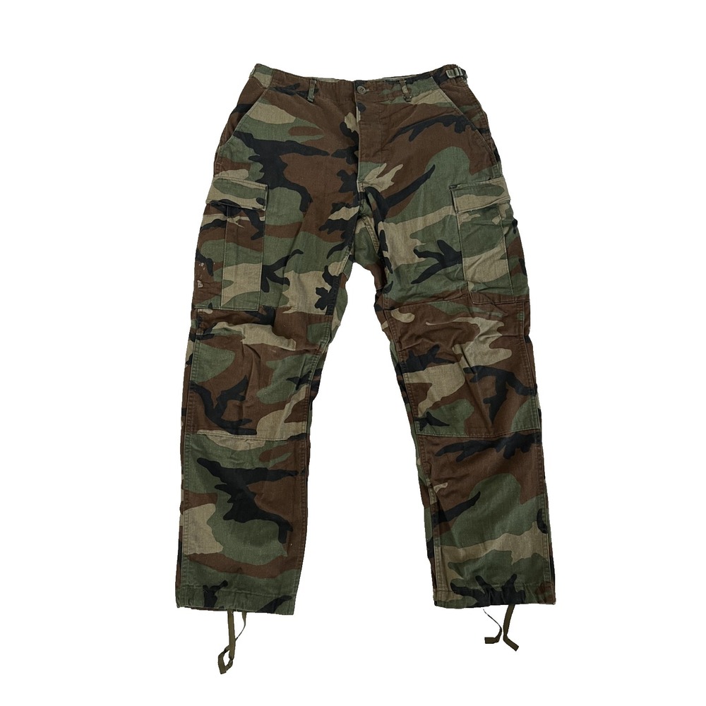 Vintage 1980s Military Mens Medium Reg US Army BDU Trousers Woodland Camo Combat